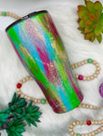 Multicolor Paint stroke glitter tumbler