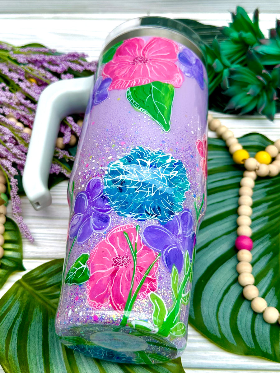 Hand Painted Floral 30oz grippy Tumbler – Carolina's Colorful