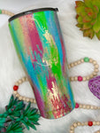 Multicolor Paint stroke glitter tumbler