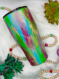 Multicolor Paint stroke glitter tumbler