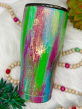 Multicolor Paint stroke glitter tumbler