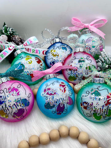 Merry & Bright Christmas Bulb Ornaments