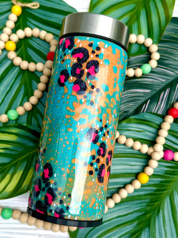 Leopard spotted Skinny Can Cooler